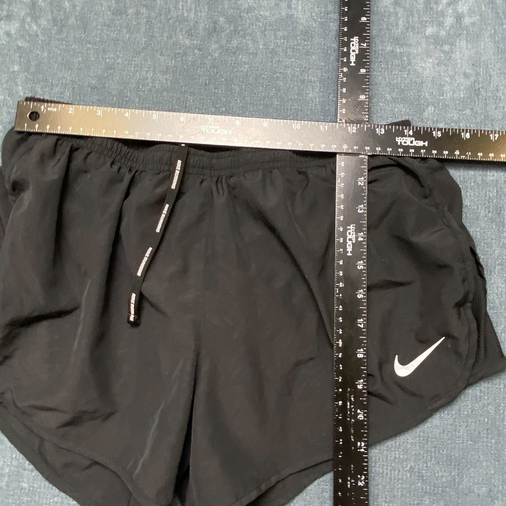 Nike Tempo Dri-Fit Running Shorts Womens Large Black Swoosh Logo Back Zip Sports - Picture 6 of 15
